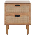 2-Drawer Nightstand, Rattan Mesh, Oak / Distressed Black / Bleached White / Black / Walnut