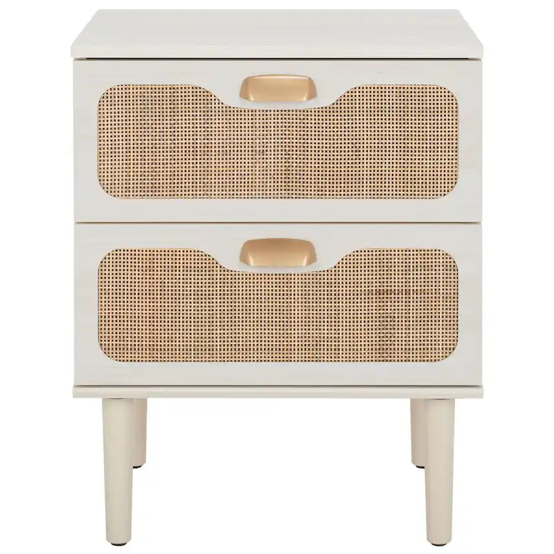 2-Drawer Nightstand, Rattan Mesh, Oak / Distressed Black / Bleached White / Black / Walnut