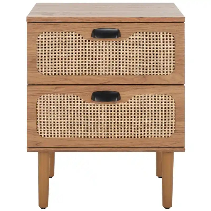 2-Drawer Nightstand, Rattan Mesh, Oak / Distressed Black / Bleached White / Black / Walnut