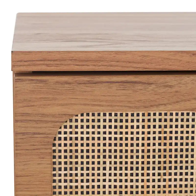 2-Drawer Nightstand, Rattan Mesh, Oak / Distressed Black / Bleached White / Black / Walnut