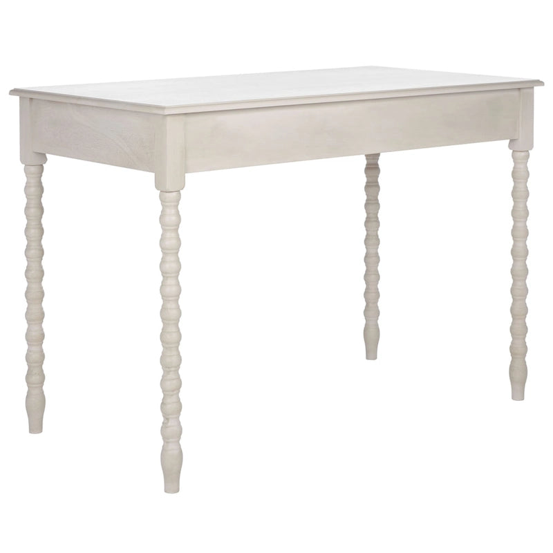 Taupe 2-Drawer Writing Desk with Ball-Turned Legs, 1-Person