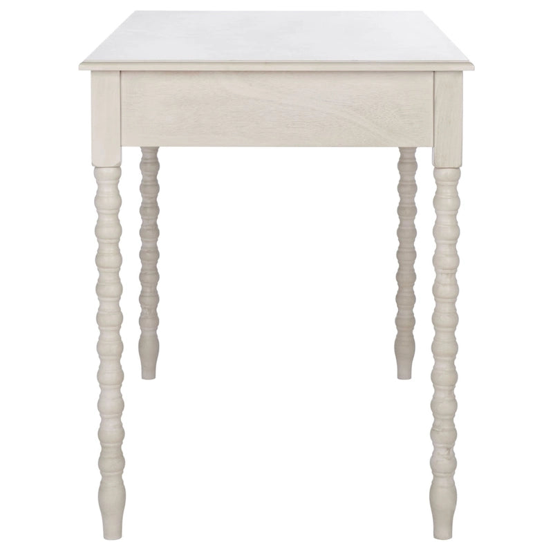 Taupe 2-Drawer Writing Desk with Ball-Turned Legs, 1-Person