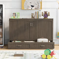 Antique Grey Queen Murphy Bed with Charging Station, Sleeps 1