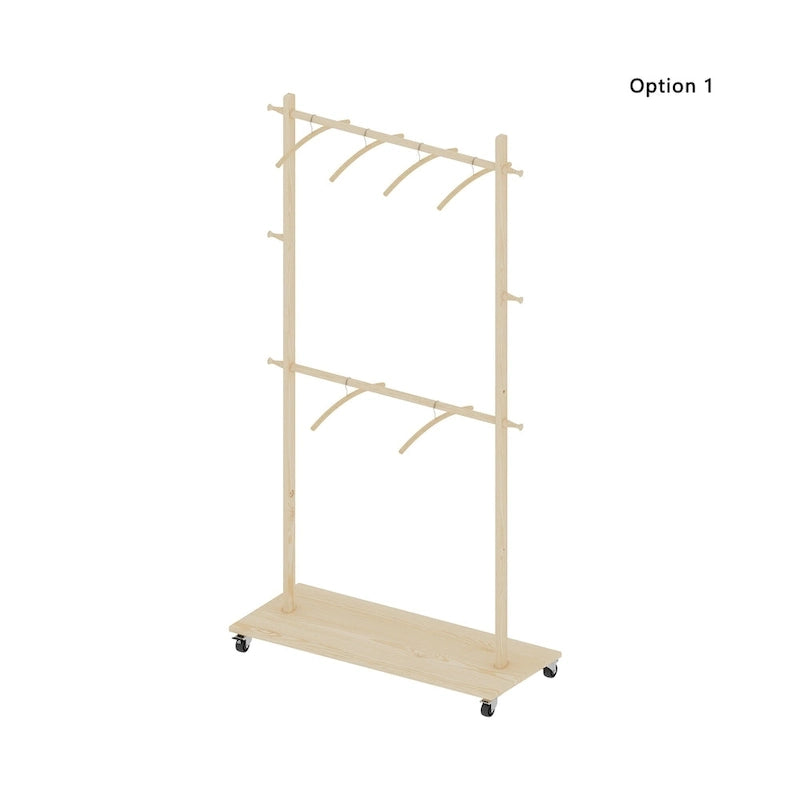 Beige Freestanding Garment Rack, Single Rod with Bottom Shelf, for 1 Person