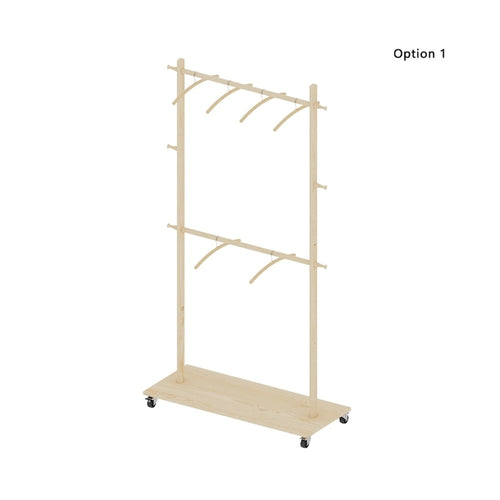 Beige Freestanding Garment Rack, Single Rod with Bottom Shelf, for 1 Person