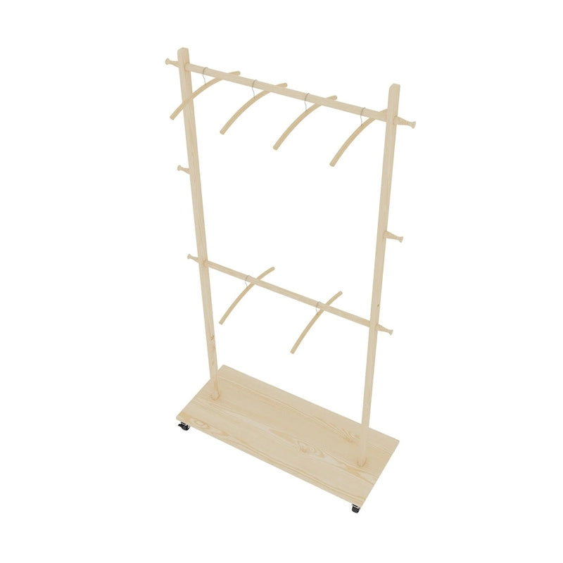 Beige Freestanding Garment Rack, Single Rod with Bottom Shelf, for 1 Person