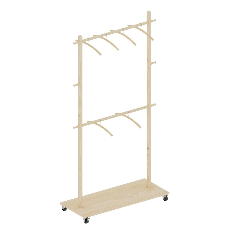 Beige Freestanding Garment Rack, Single Rod with Bottom Shelf, for 1 Person