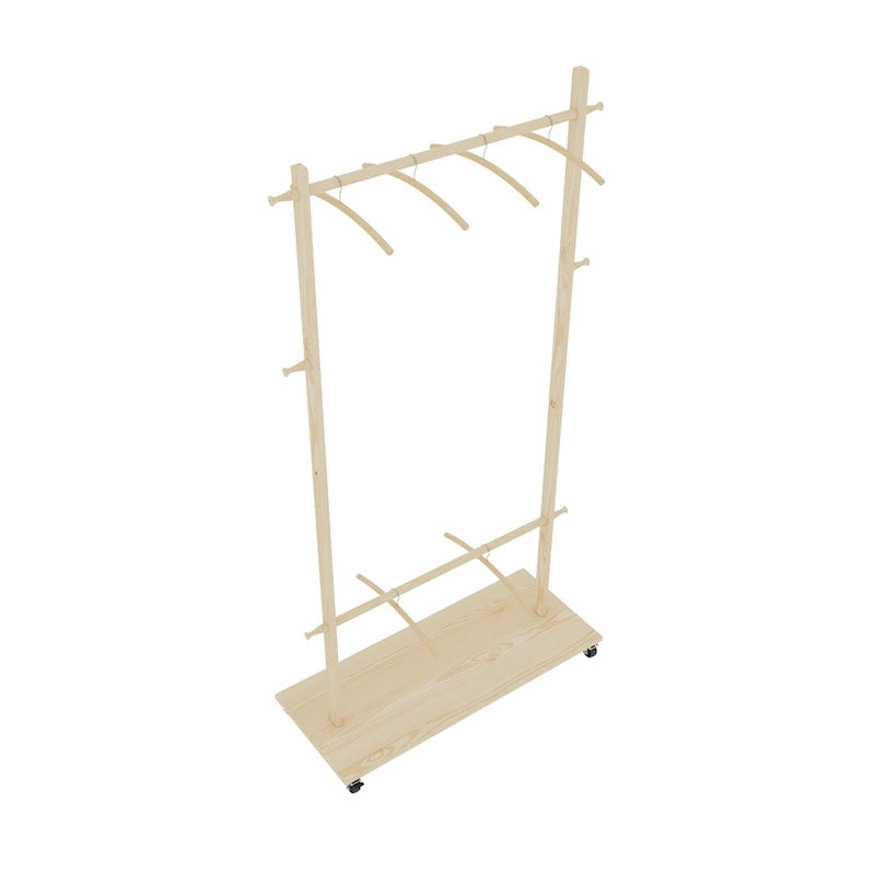 Beige Freestanding Garment Rack, Single Rod with Bottom Shelf, for 1 Person