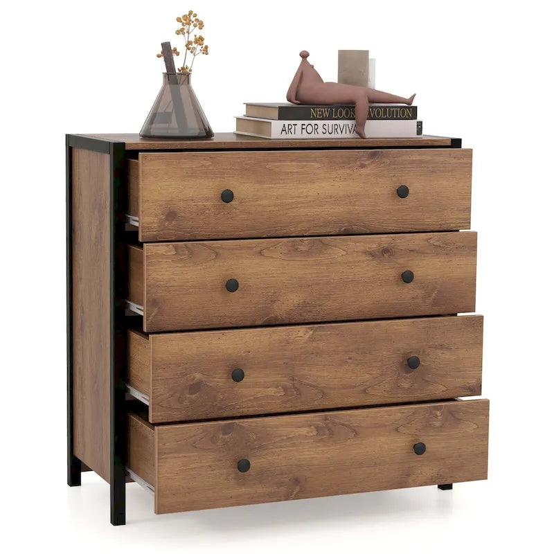 Oak / Grey 4-Drawer Dresser – Vintage Style