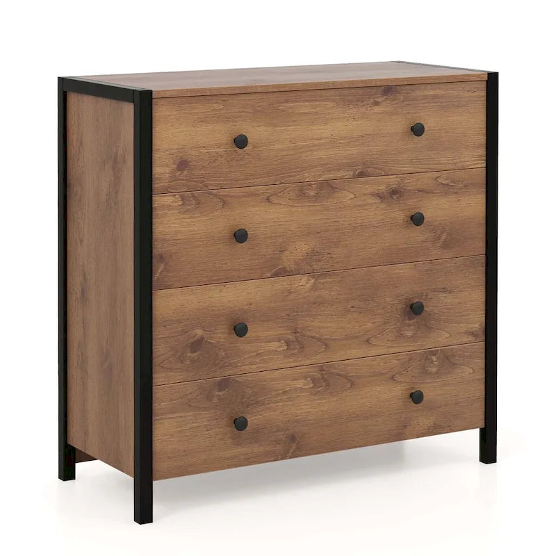 Oak / Grey 4-Drawer Dresser – Vintage Style