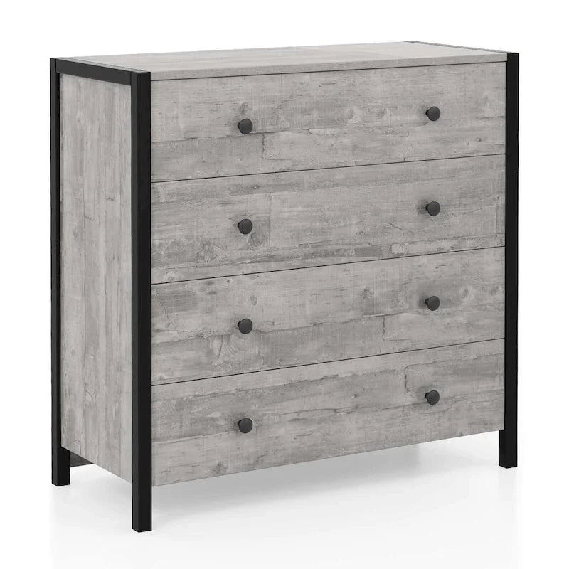 Oak / Grey 4-Drawer Dresser – Vintage Style