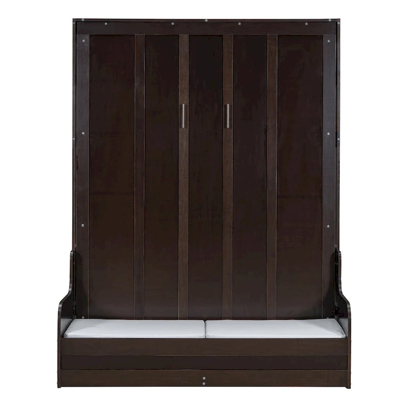 Espresso Queen Size Multi-function Murphy Bed with Cushion