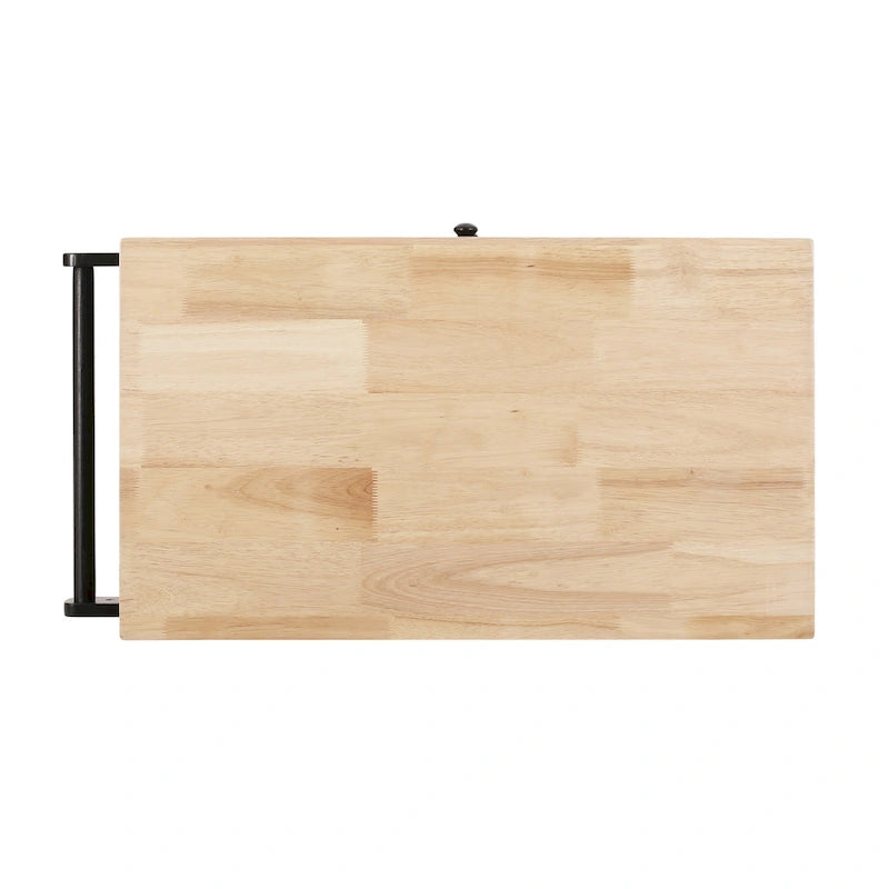 Black/White/Gray & Natural Wood Top Rolling Kitchen Cart with Drawer & Cabinet, for 1