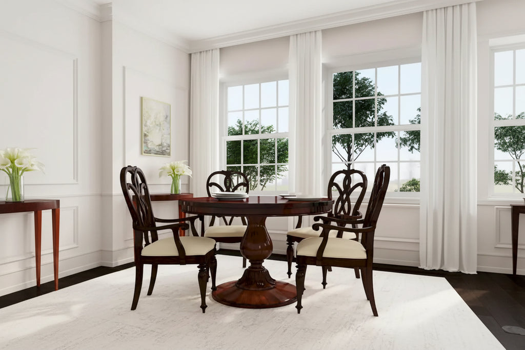48" Round Pedestal Dining Table, Antique Cherry / Cherry Brown / Driftwood, Seats 4