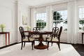48" Round Pedestal Dining Table, Antique Cherry / Cherry Brown / Driftwood, Seats 4