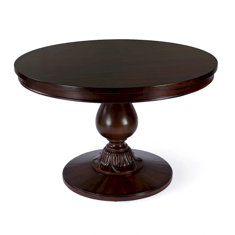 48" Round Pedestal Dining Table, Antique Cherry / Cherry Brown / Driftwood, Seats 4