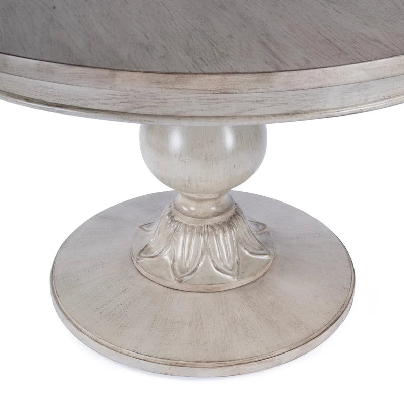 48" Round Pedestal Dining Table, Antique Cherry / Cherry Brown / Driftwood, Seats 4