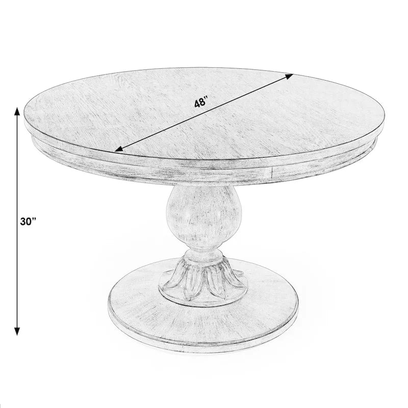 48" Round Pedestal Dining Table, Antique Cherry / Cherry Brown / Driftwood, Seats 4