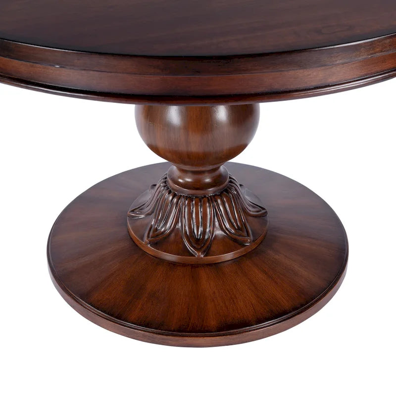 48" Round Pedestal Dining Table, Antique Cherry / Cherry Brown / Driftwood, Seats 4