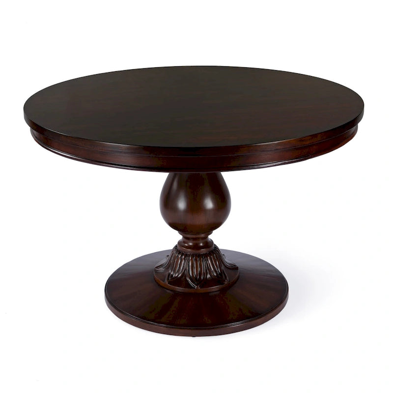 48" Round Pedestal Dining Table, Antique Cherry / Cherry Brown / Driftwood, Seats 4