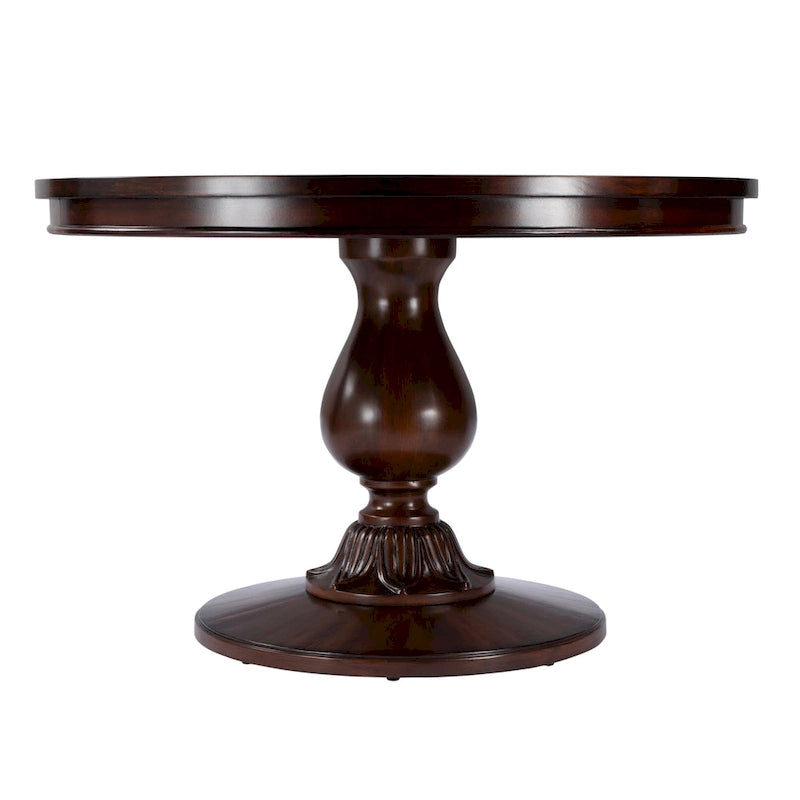 48" Round Pedestal Dining Table, Antique Cherry / Cherry Brown / Driftwood, Seats 4