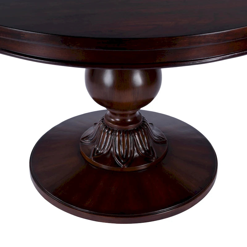 48" Round Pedestal Dining Table, Antique Cherry / Cherry Brown / Driftwood, Seats 4