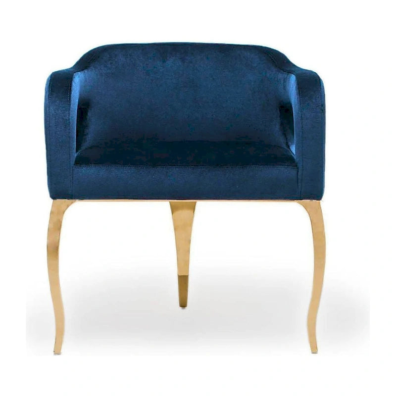 Blue / Black / Gray / Taupe Velvet Dining Chair with Gold Steel Frame, Seats 1