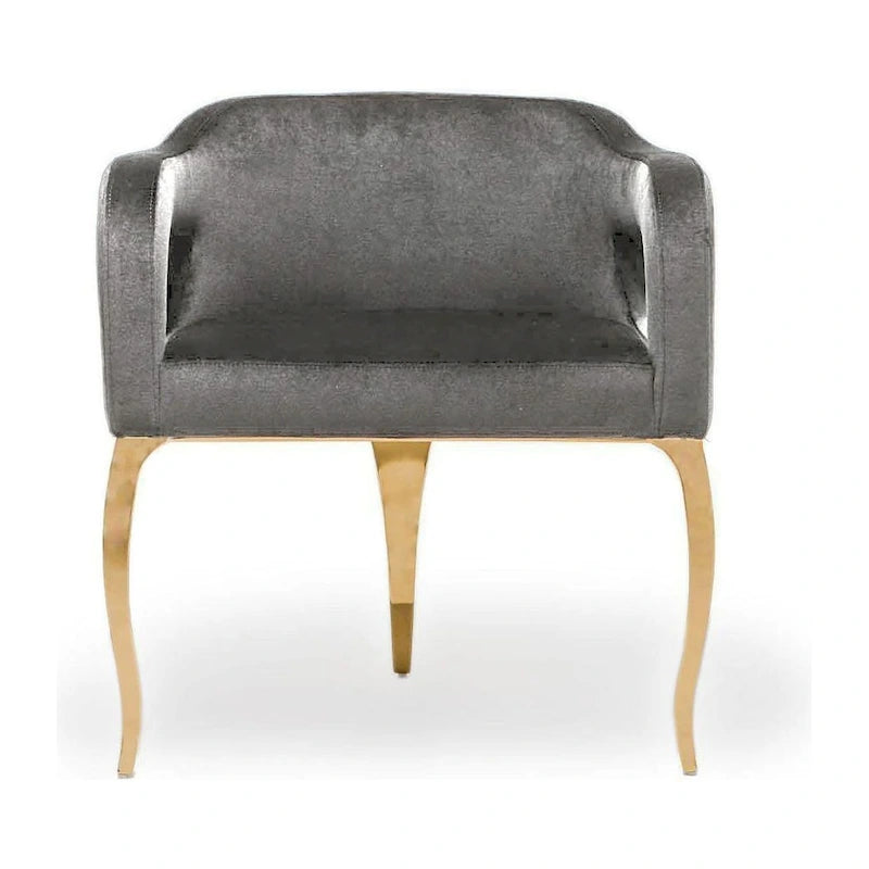 Blue / Black / Gray / Taupe Velvet Dining Chair with Gold Steel Frame, Seats 1