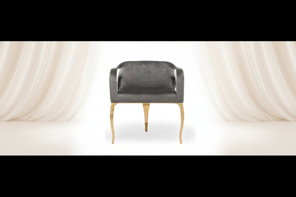 Blue / Black / Gray / Taupe Velvet Dining Chair with Gold Steel Frame, Seats 1