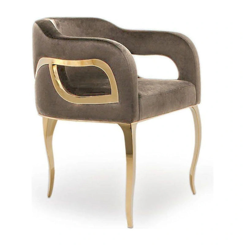 Blue / Black / Gray / Taupe Velvet Dining Chair with Gold Steel Frame, Seats 1