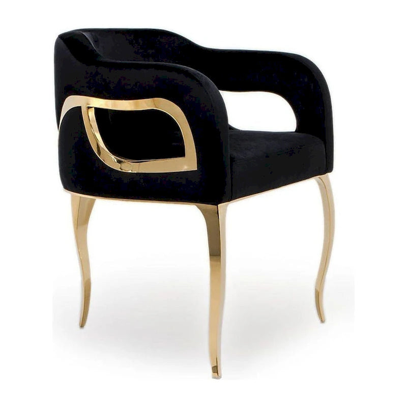 Blue / Black / Gray / Taupe Velvet Dining Chair with Gold Steel Frame, Seats 1