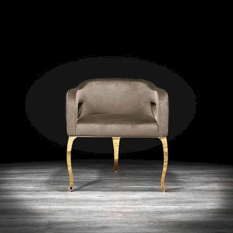 Blue / Black / Gray / Taupe Velvet Dining Chair with Gold Steel Frame, Seats 1