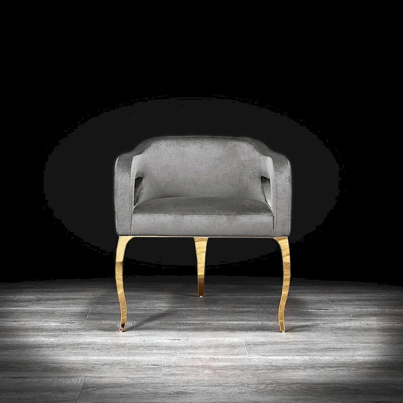 Blue / Black / Gray / Taupe Velvet Dining Chair with Gold Steel Frame, Seats 1
