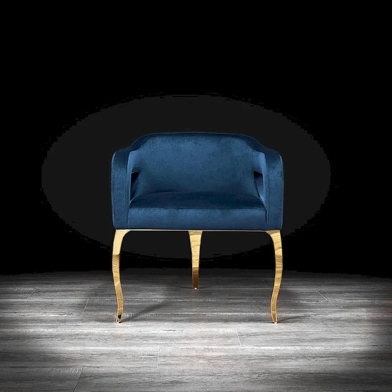 Blue / Black / Gray / Taupe Velvet Dining Chair with Gold Steel Frame, Seats 1