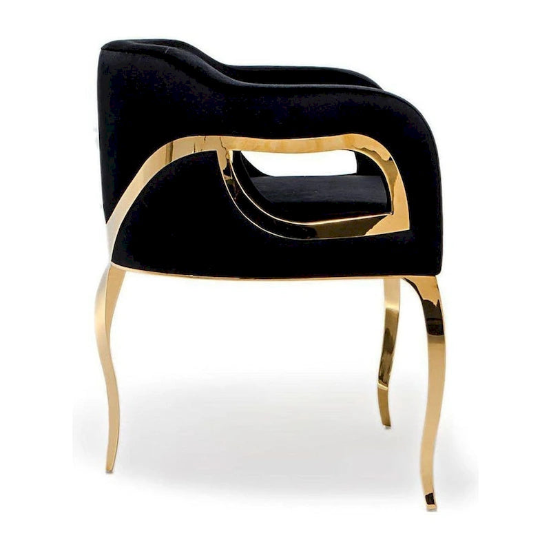 Blue / Black / Gray / Taupe Velvet Dining Chair with Gold Steel Frame, Seats 1