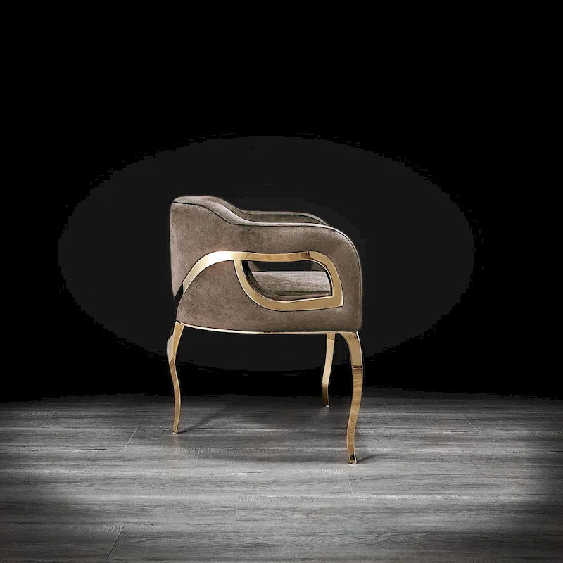 Blue / Black / Gray / Taupe Velvet Dining Chair with Gold Steel Frame, Seats 1