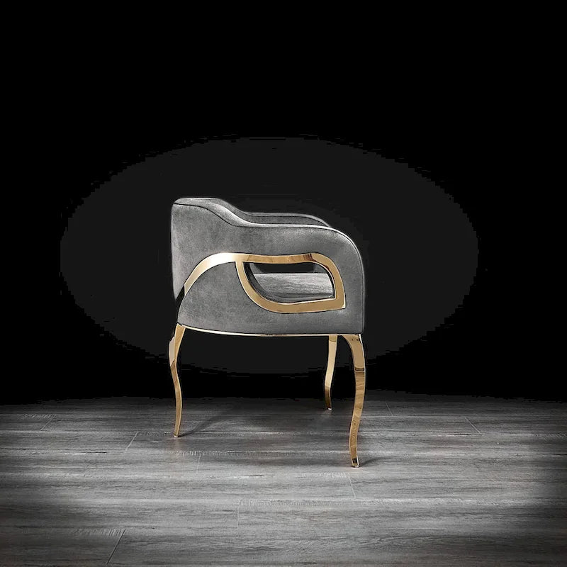 Blue / Black / Gray / Taupe Velvet Dining Chair with Gold Steel Frame, Seats 1