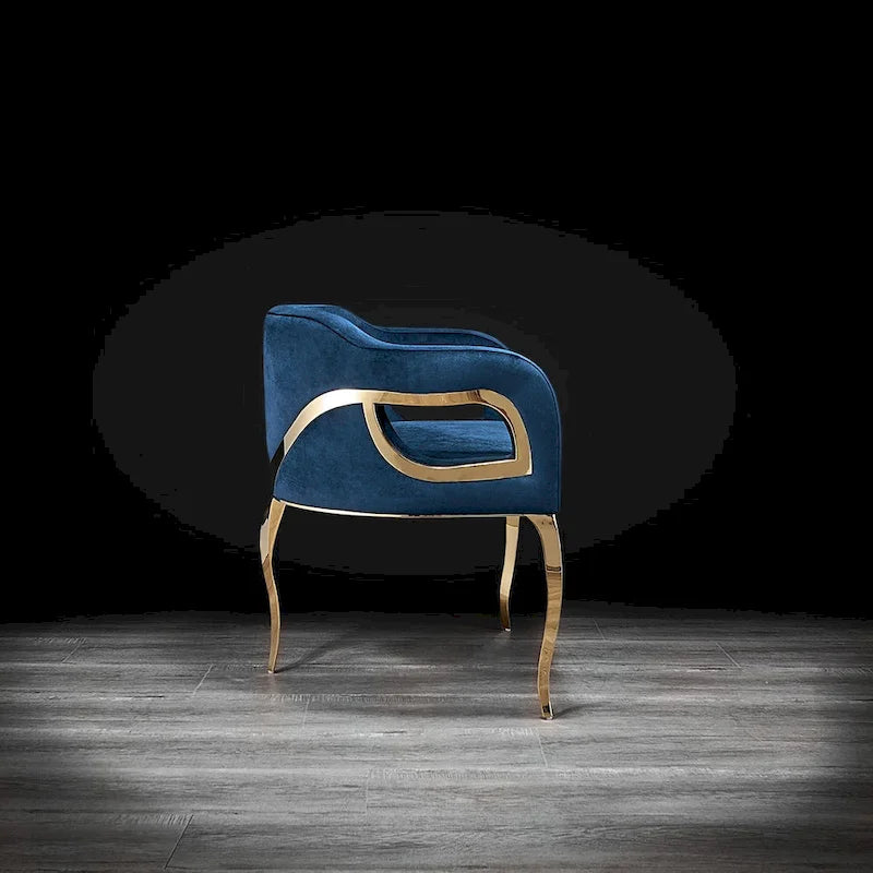 Blue / Black / Gray / Taupe Velvet Dining Chair with Gold Steel Frame, Seats 1
