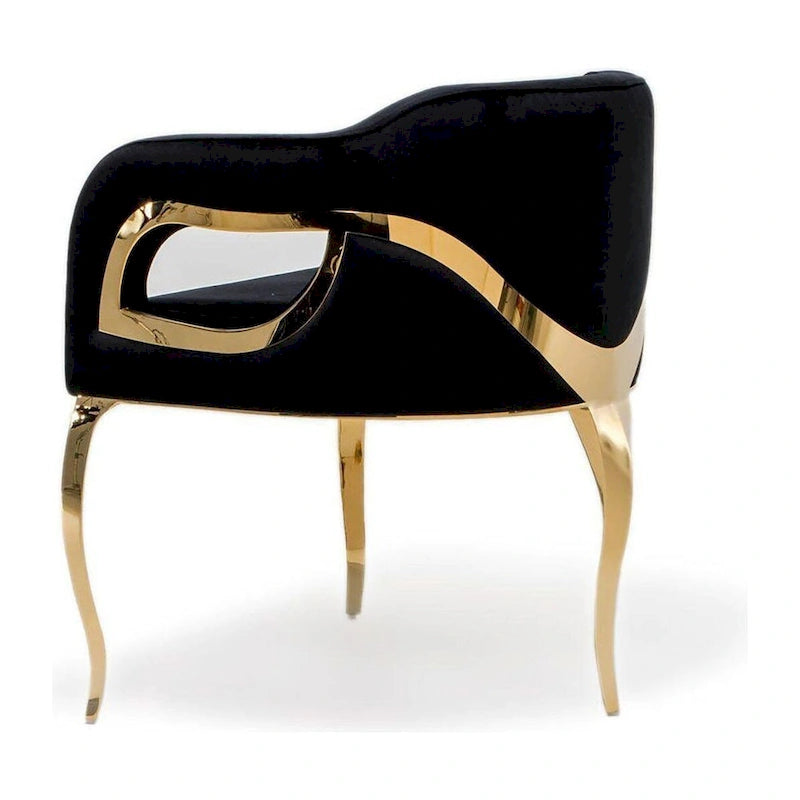 Blue / Black / Gray / Taupe Velvet Dining Chair with Gold Steel Frame, Seats 1