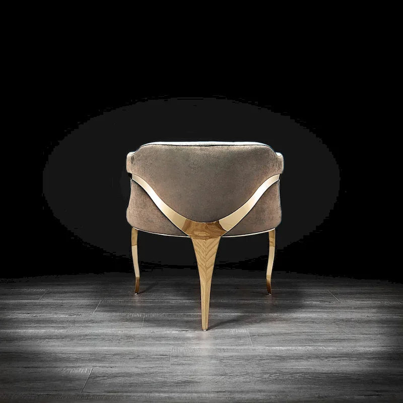 Blue / Black / Gray / Taupe Velvet Dining Chair with Gold Steel Frame, Seats 1