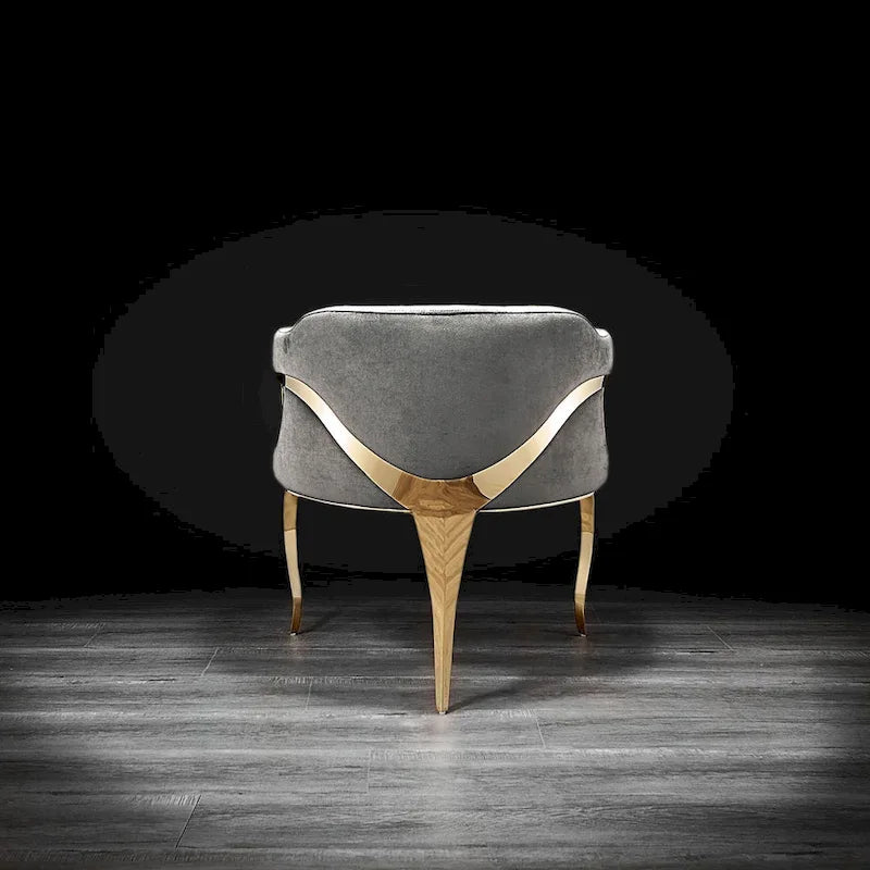 Blue / Black / Gray / Taupe Velvet Dining Chair with Gold Steel Frame, Seats 1