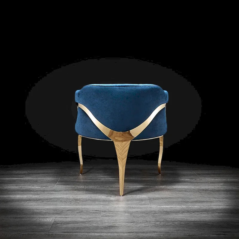 Blue / Black / Gray / Taupe Velvet Dining Chair with Gold Steel Frame, Seats 1