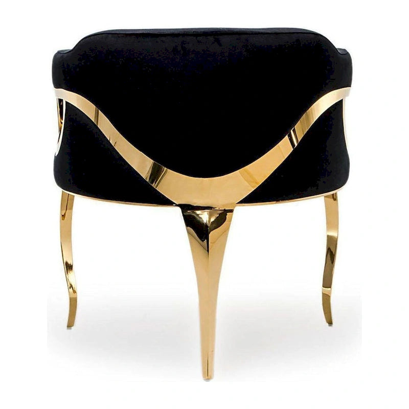 Blue / Black / Gray / Taupe Velvet Dining Chair with Gold Steel Frame, Seats 1
