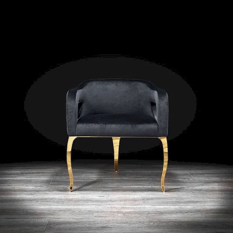 Blue / Black / Gray / Taupe Velvet Dining Chair with Gold Steel Frame, Seats 1