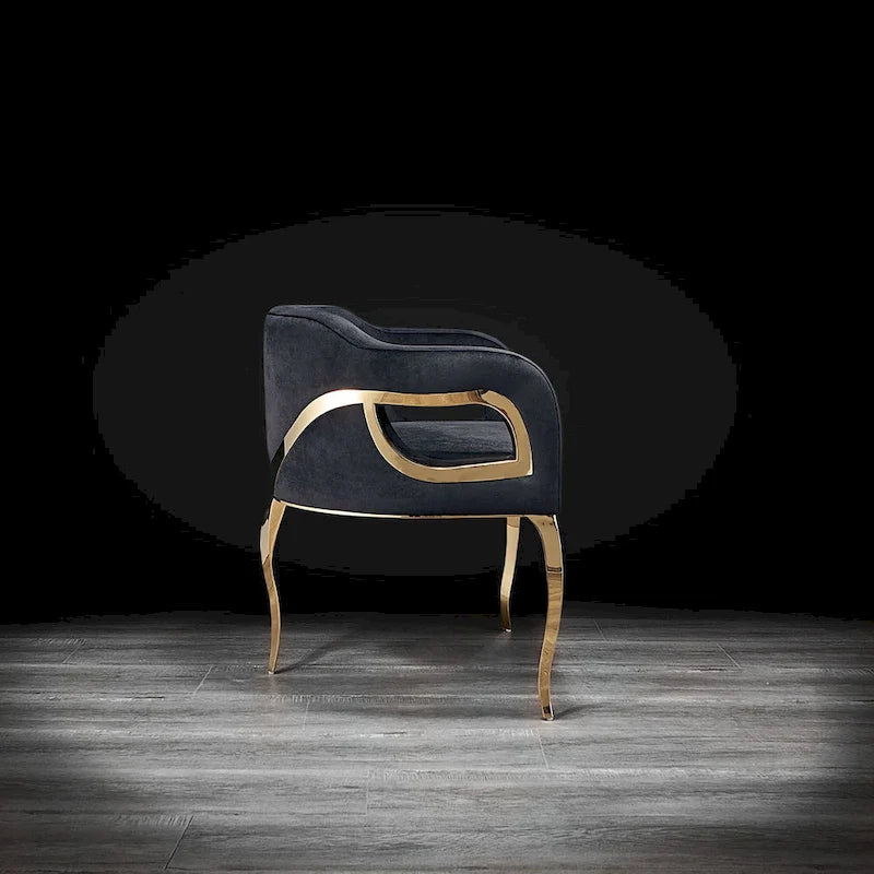Blue / Black / Gray / Taupe Velvet Dining Chair with Gold Steel Frame, Seats 1