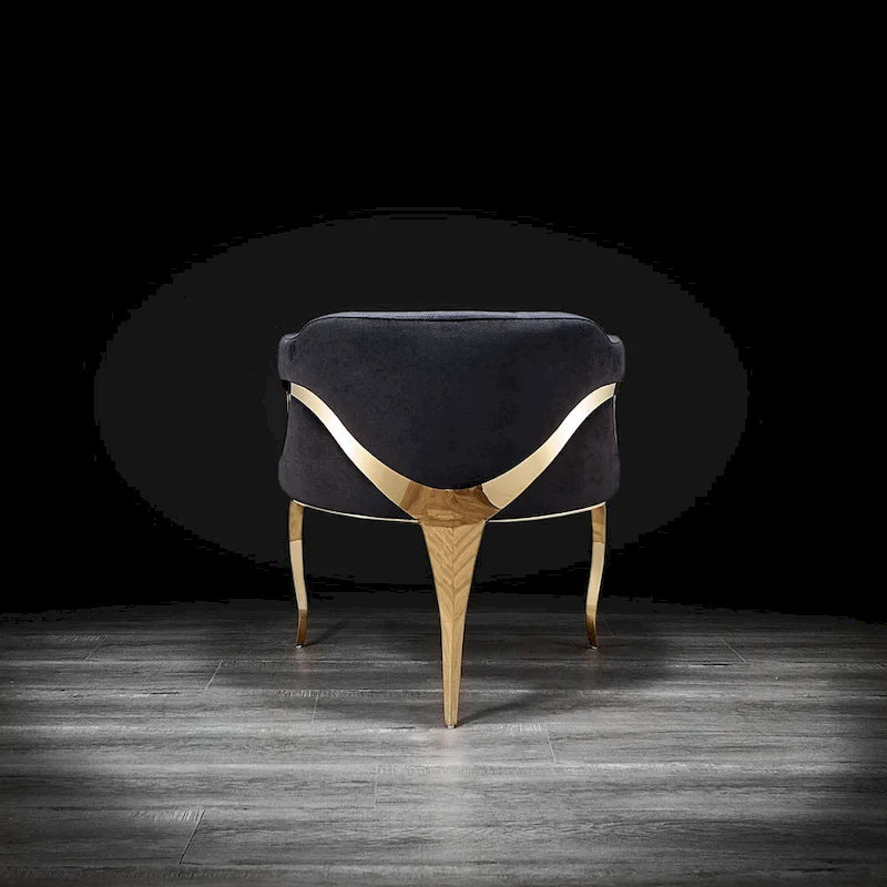 Blue / Black / Gray / Taupe Velvet Dining Chair with Gold Steel Frame, Seats 1