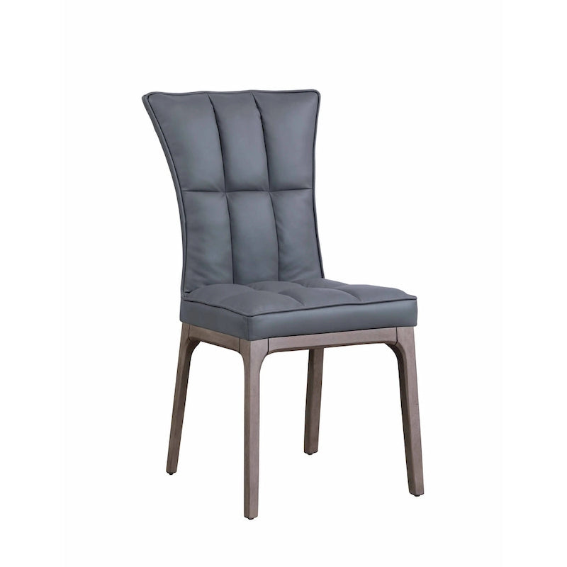 Grey 5-Piece Round Glass Top Dining Set with Tufted Chairs