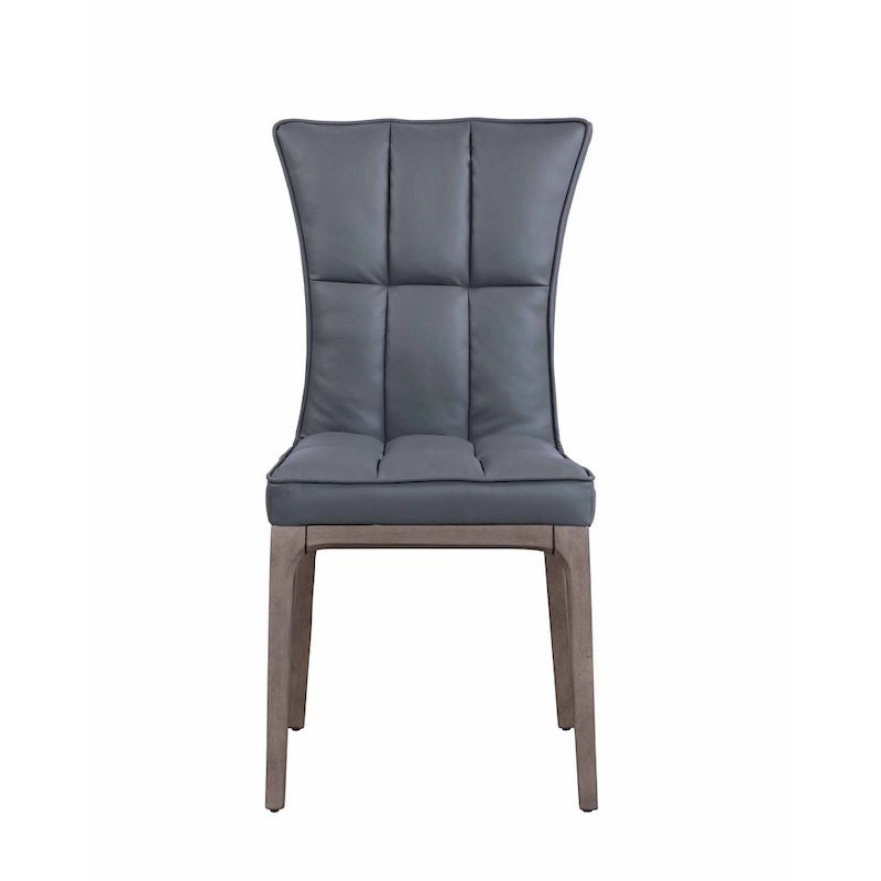 Grey 5-Piece Round Glass Top Dining Set with Tufted Chairs