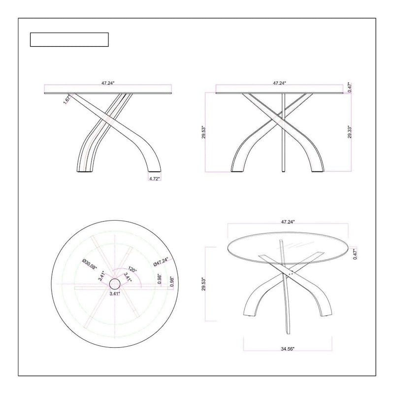 Grey 5-Piece Round Glass Top Dining Set with Tufted Chairs
