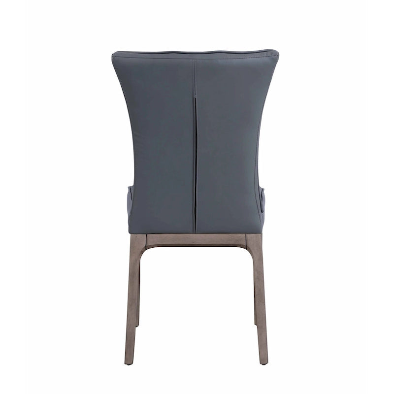 Grey 5-Piece Round Glass Top Dining Set with Tufted Chairs